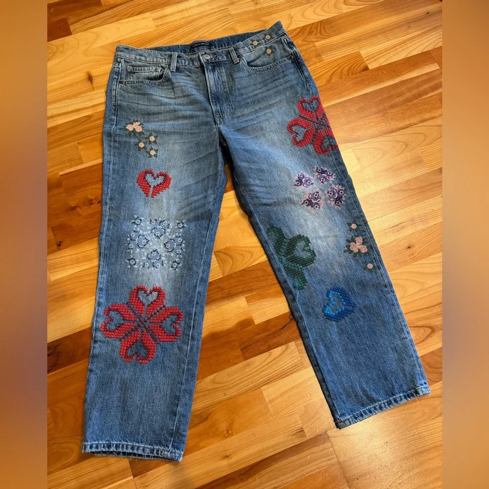 Lucky Brand “Nebula” Embroidered Cross Stitch Jeans – 12R Mid-Rise Boy Jean - Picture 5 of 14